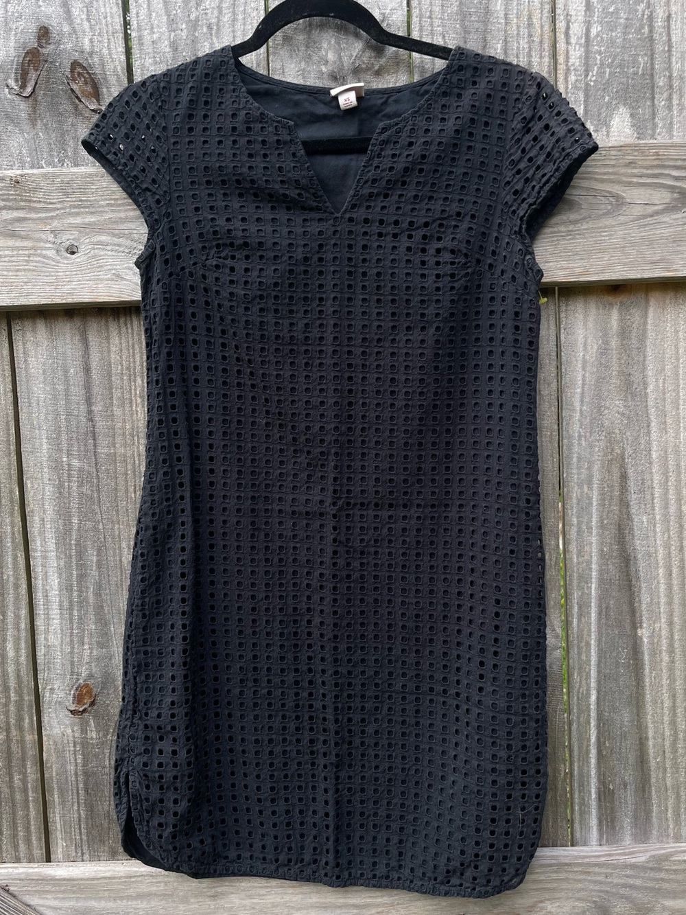 Merona Black Eyelet Mini Shift Dress Sz XS
